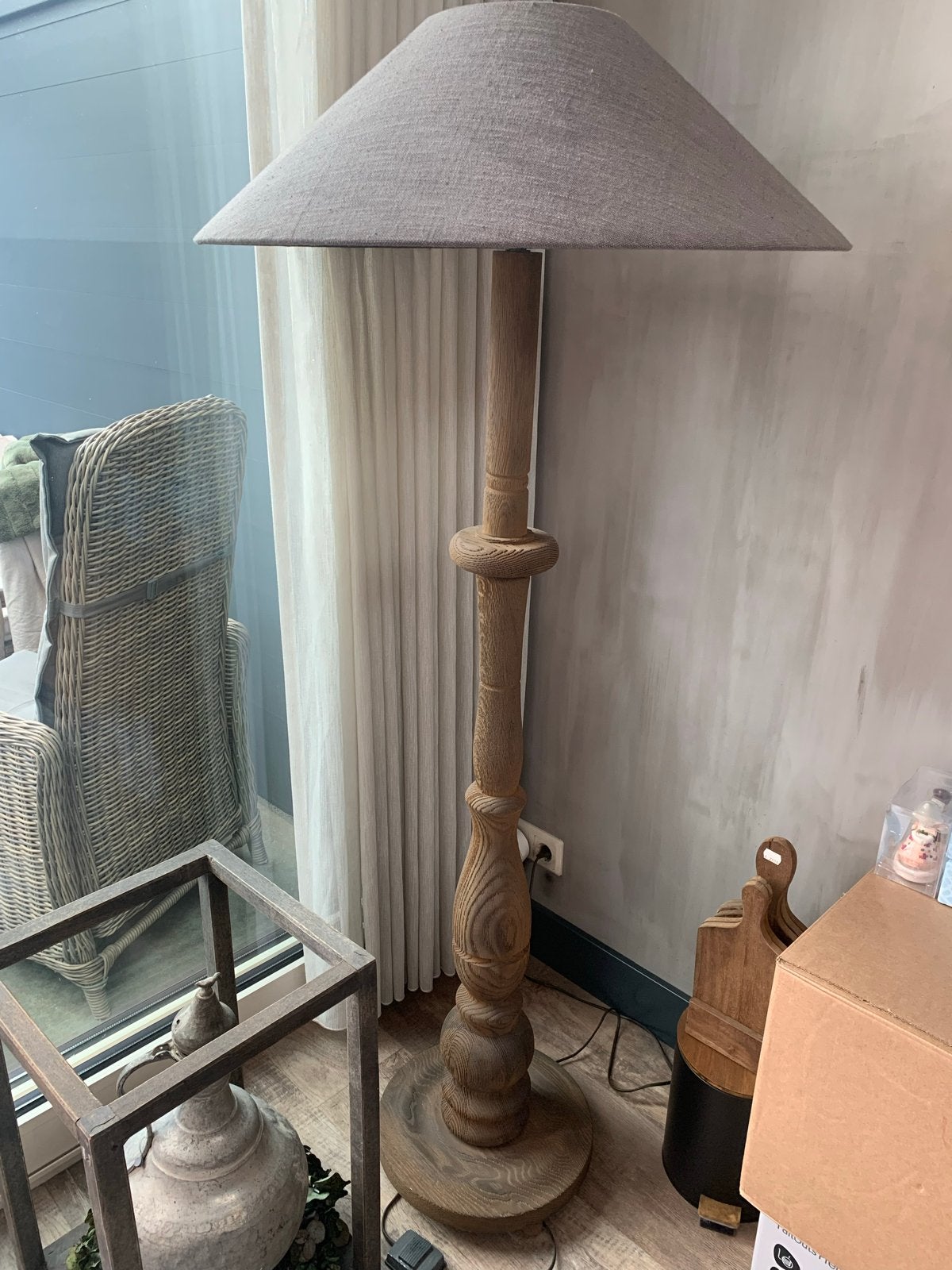 Hoffz Vloerlamp met stoffen kap, Ophalen, Zo goed als nieuw, Hout, 150 tot 200 cm
