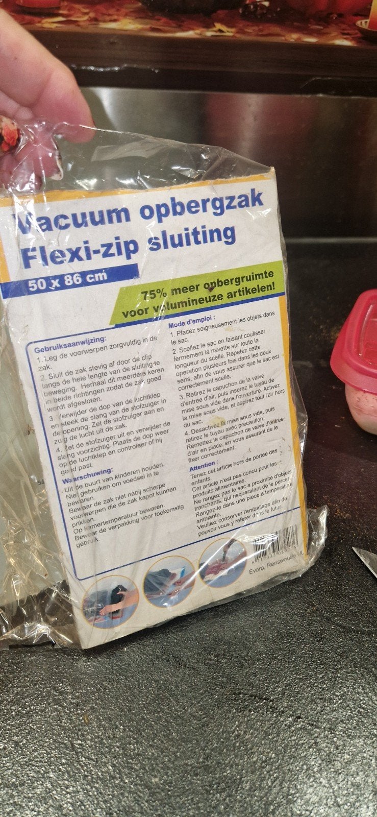 Vacuüm opbergzak Flexi-zip sluiting 50x86 cm, Huis en Inrichting, Woonaccessoires | Overige, Nieuw, Kunststof, Wit, Ophalen of Verzenden
