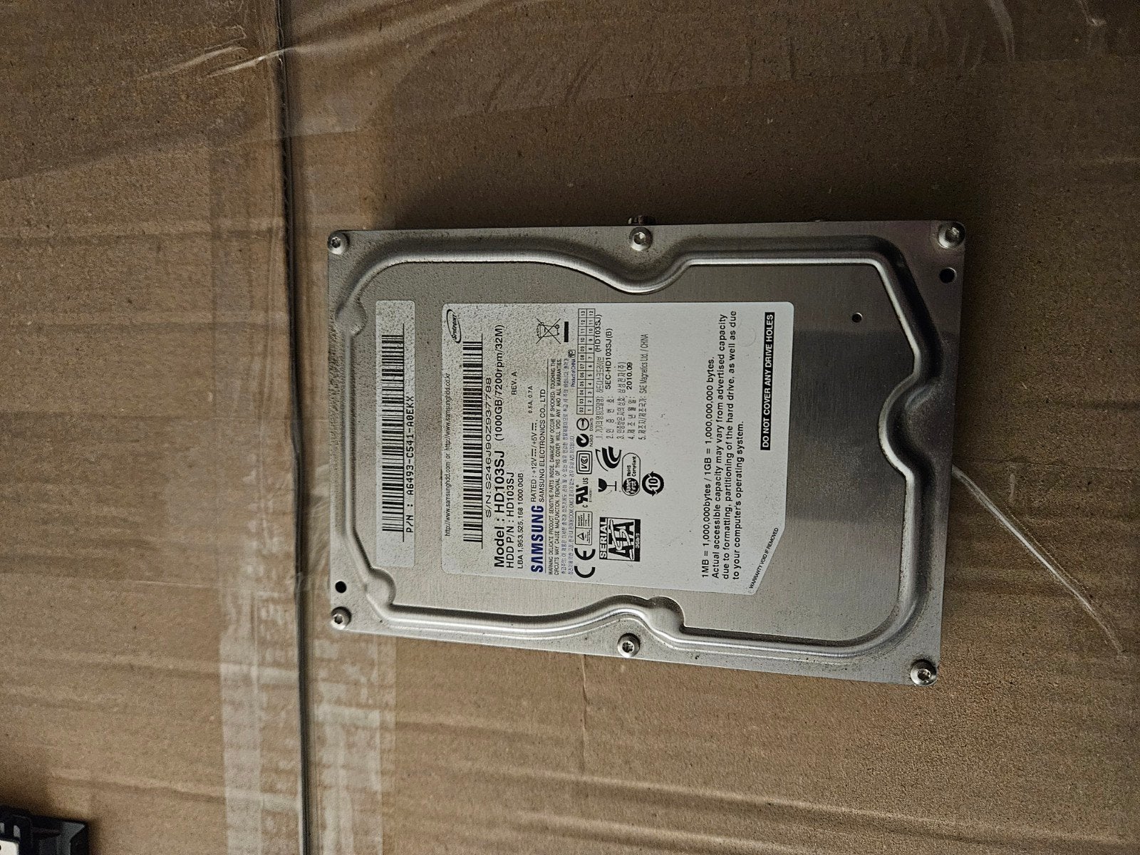 Samsung HD103SJ 1TB HDD - Interne Harde Schijf, Computers en Software, Intern, Gebruikt, Ophalen of Verzenden, 1TB