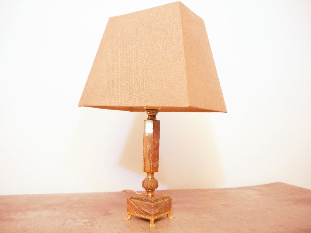 Art Deco Spanish Table Lamp Square Brass Marble, Ophalen of Verzenden