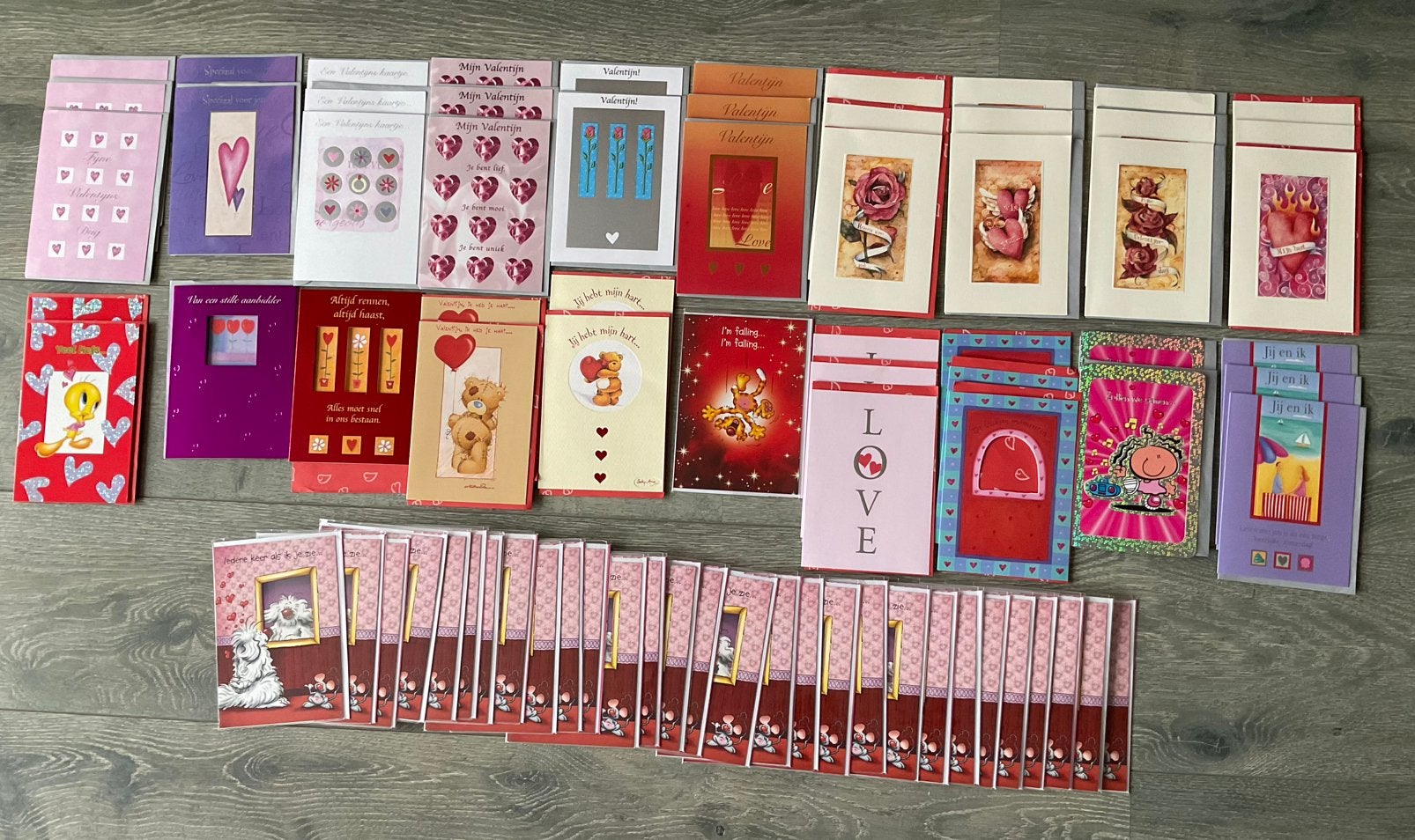 (5) Partij Valentijn dubbele wenskaarten met envelop, 77 st, Ophalen of Verzenden, Nieuw