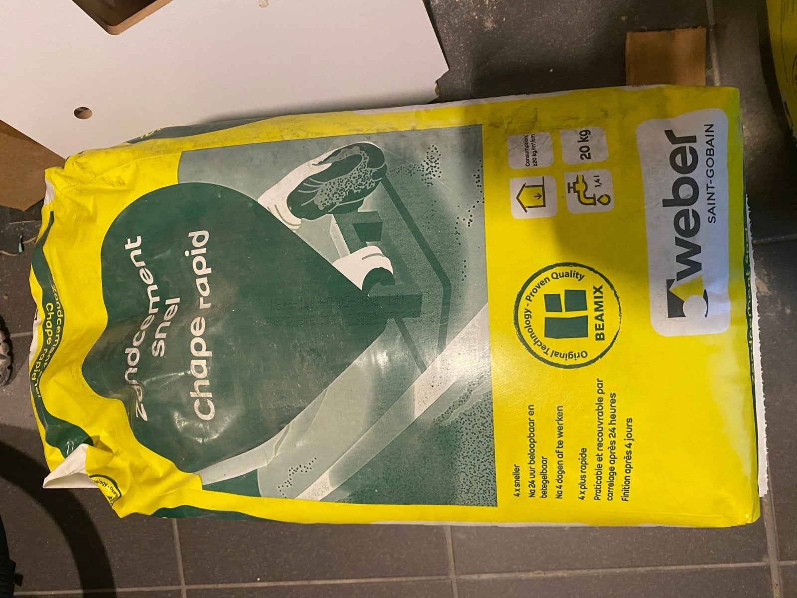 Weber Saint-Gobain Zandcement Snel Chape Rapid 20kg, Ophalen, Nieuw