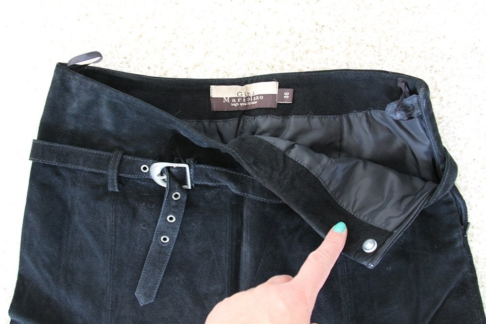 Mooie Suede Gina Mariolano Rok (Maat 36) € 45,-, Gina Mariolano, Zwart, Ophalen of Verzenden, Zo goed als nieuw