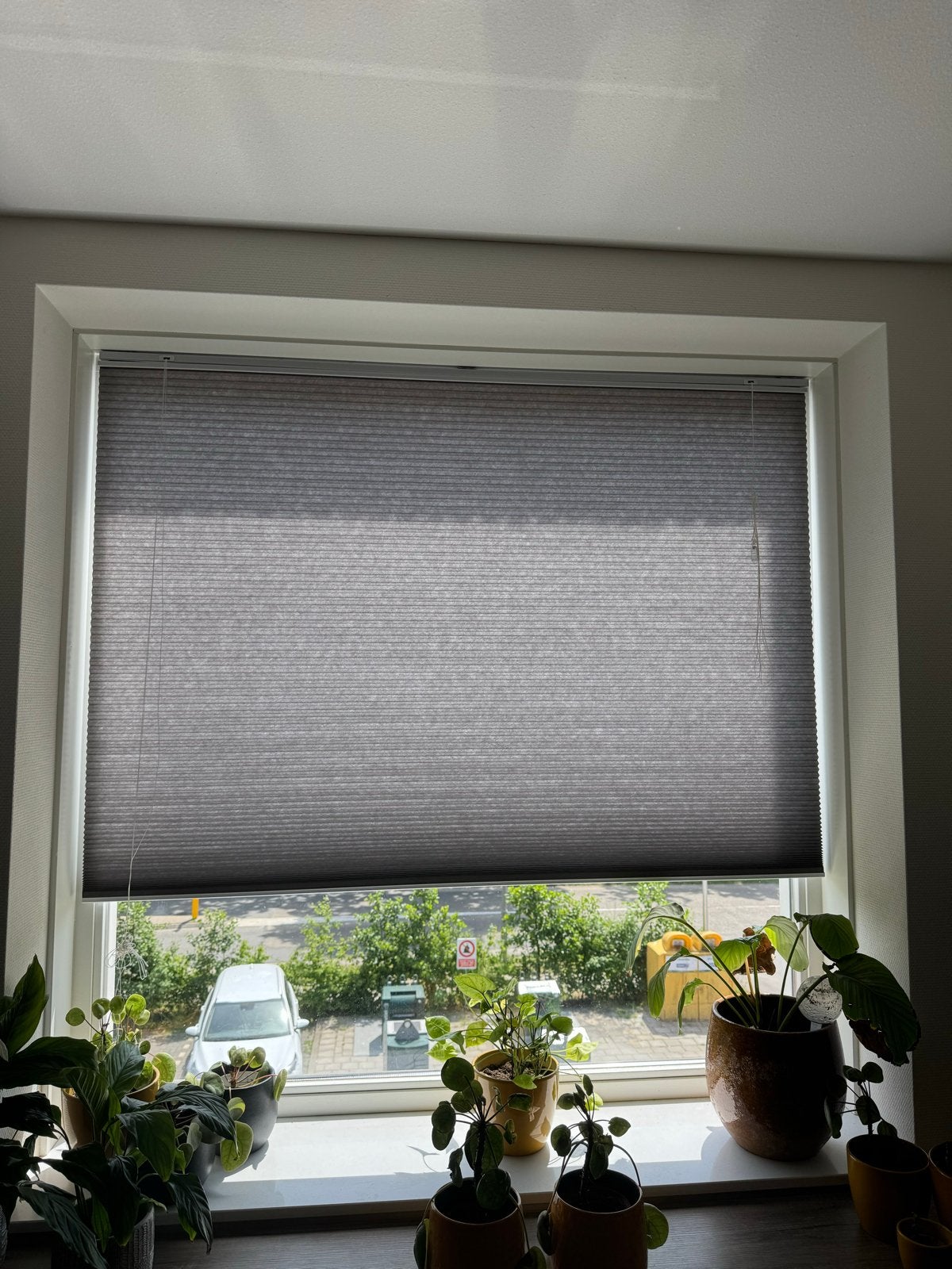 Pliche gordijn 160x180 cm - Zo goed als nieuw, Ophalen of Verzenden, Zo goed als nieuw, Grijs
