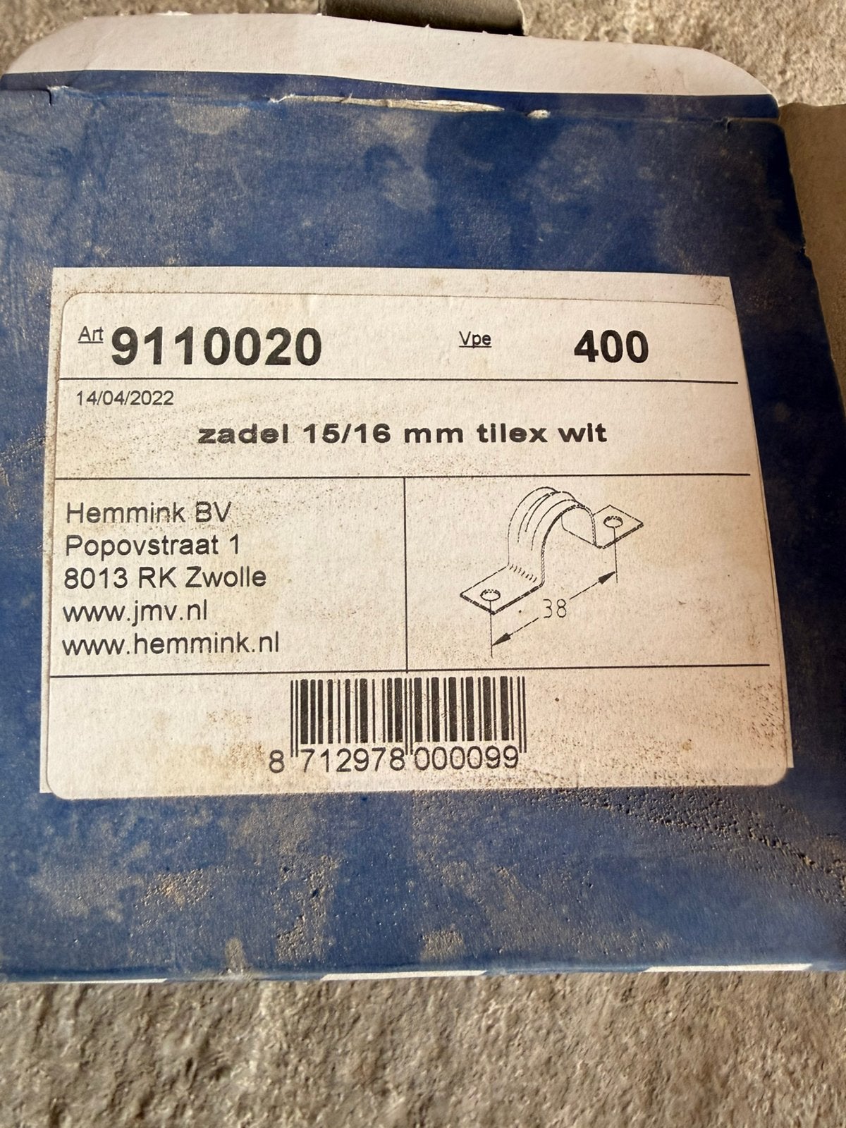 JMV zadel tilex wit 15-16 mm ongeveer 350 stuks, Ophalen of Verzenden, Zo goed als nieuw, Overige typen