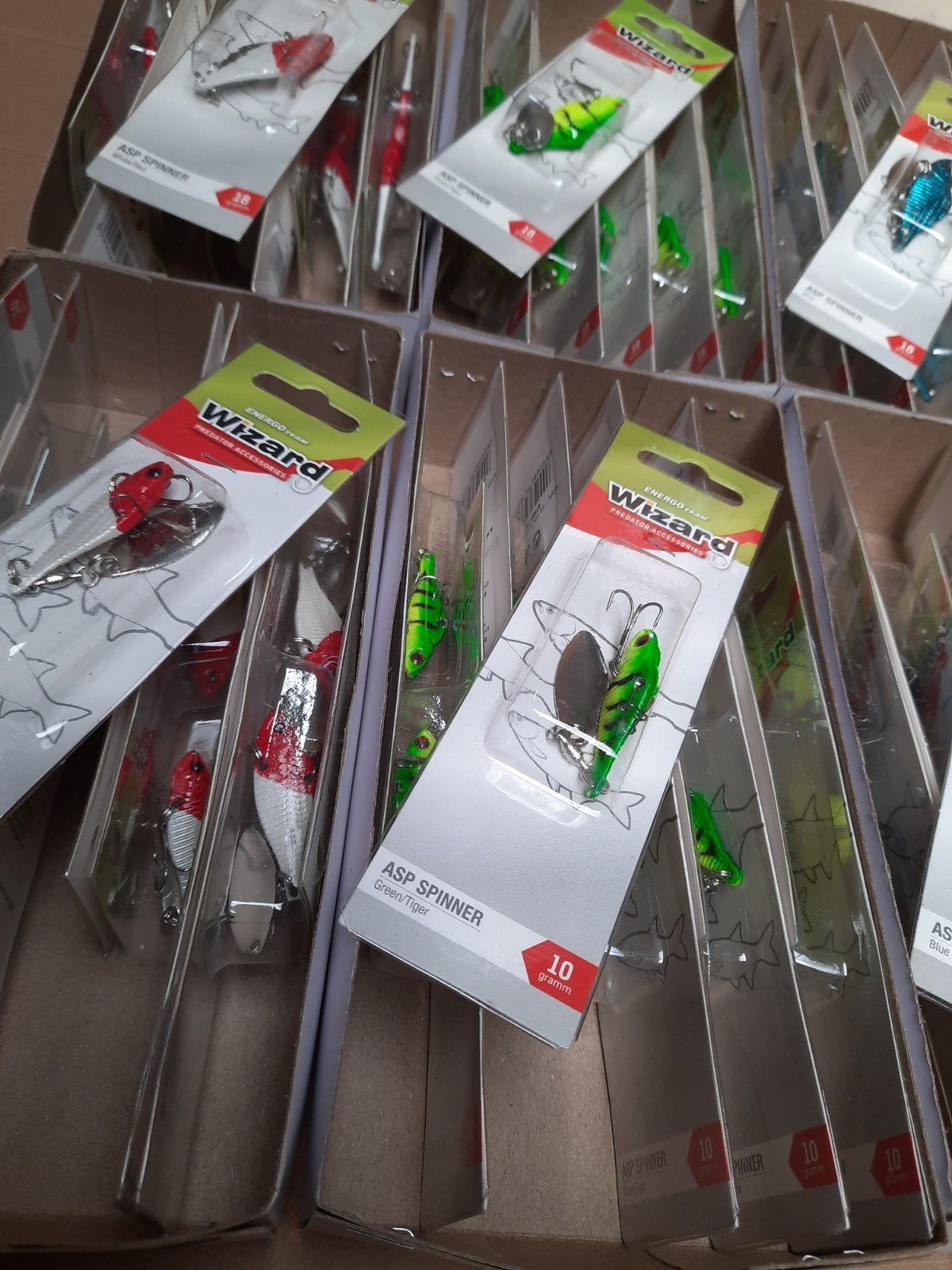 partij van 60 asp spinners diverse kleuren en gewichten, Noordwijkerhout, Wizzard, Overige typen, Nieuw