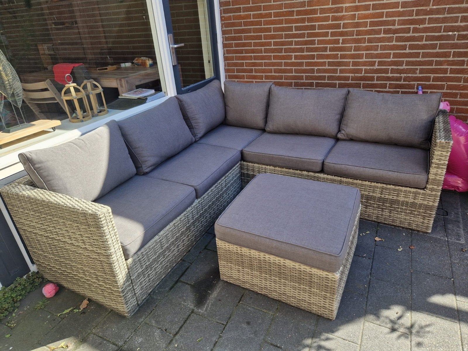 Loungeset hoekbank, Tuin en Terras, Tuinsets en Loungesets, Ophalen, Gebruikt, 6 zitplaatsen, Loungeset