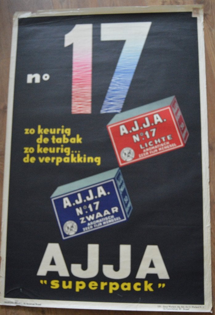 Affiche;  AJJA tabak superpack., Ophalen of Verzenden, Gebruikt, Reclamebord