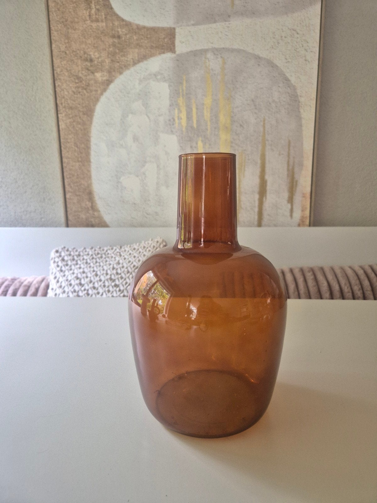 Grote amberkleurige vaas - 32x20cm, Ophalen of Verzenden