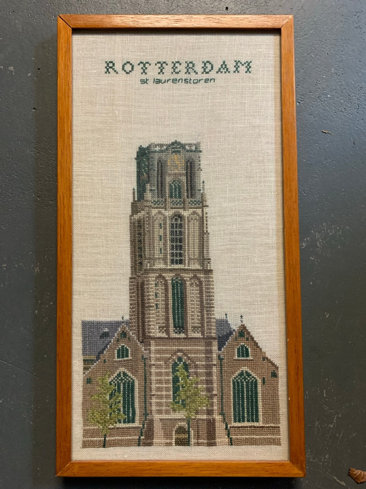 Geborduurde afbeelding Rotterdam St Laurenstoren, Huis en Inrichting, 50 – 75, Minder dan 50 cm, Overige typen, Ophalen of Verzenden