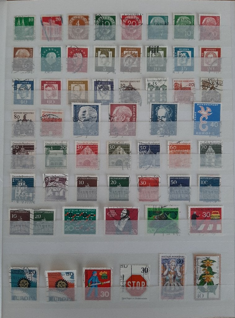 4 Kaarten Oude Klassieke Postzegels BRD Duitsland Nr 12 Gest, Postzegels en Munten, Ophalen, BRD, Gestempeld