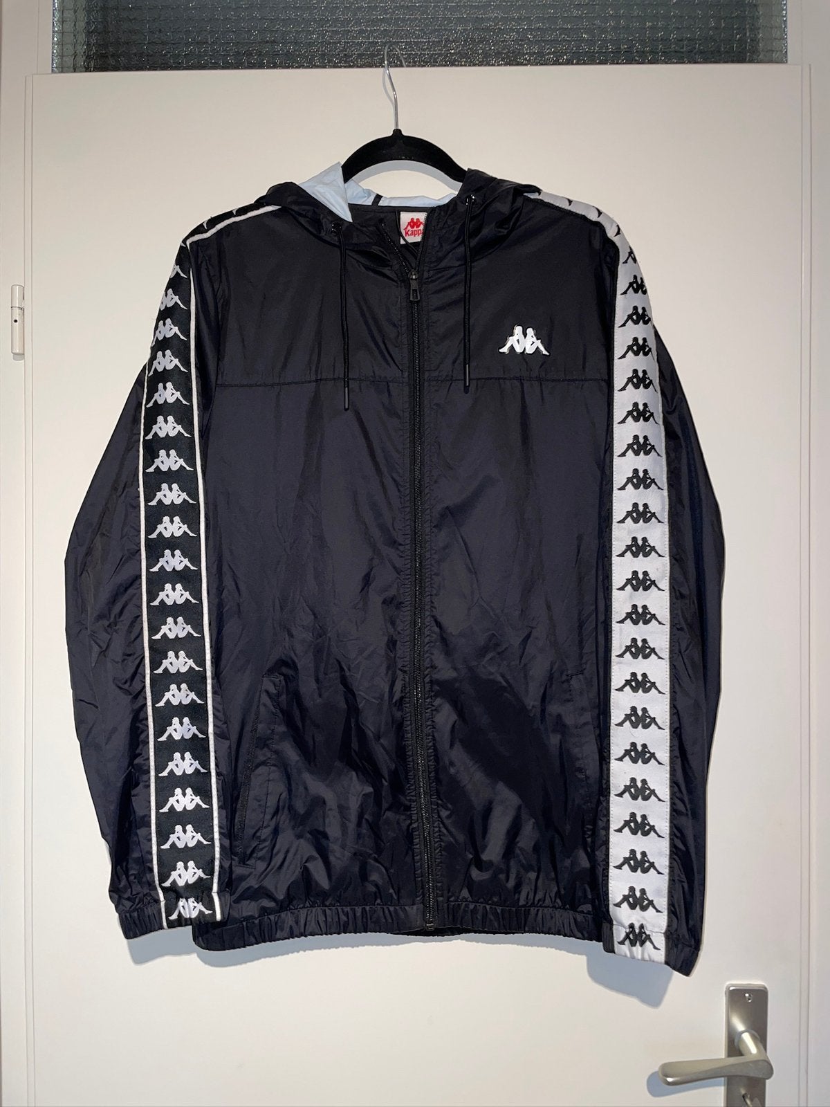 Kappa heren vintage zwarte regen wind jack jas mt M, Ophalen of Verzenden, Zo goed als nieuw, Maat 48/50 (M), Zwart