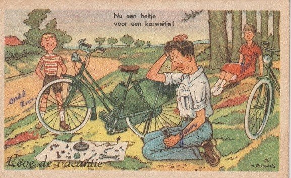 Getekend 1953 H. Rotgans heitje voor karweitje?, Verzenden, 1940 tot 1960, Gelopen, Overige thema's