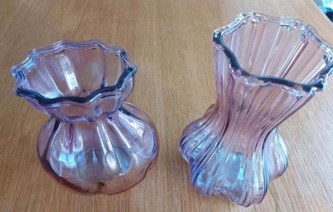 Set van 2 Paarse Vazen, Ophalen of Verzenden, Zo goed als nieuw, Glas