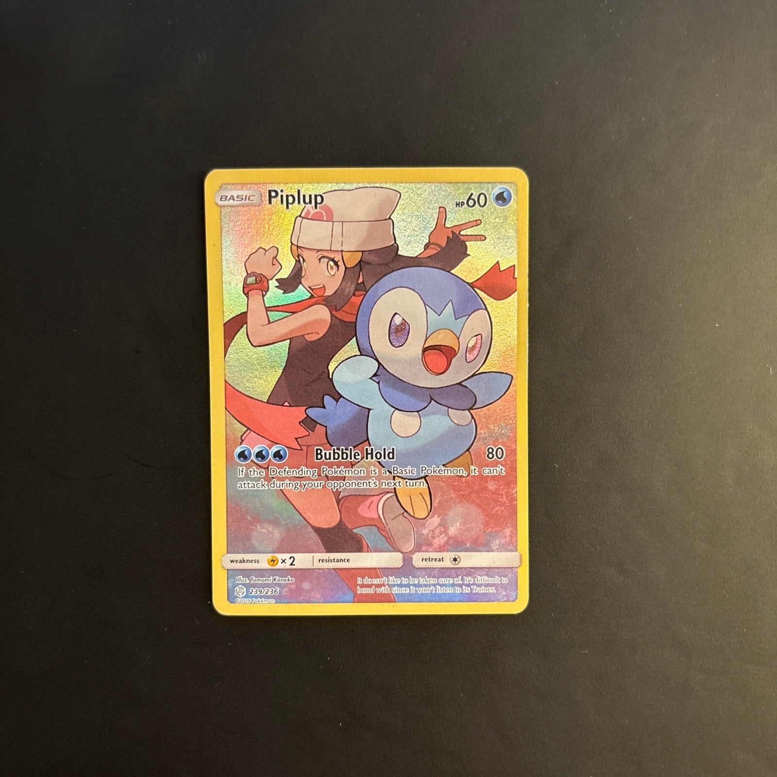 Piplup Pokémon Kaart (Full Art) - Cosmic Eclipse 239/236 -EX, Ophalen of Verzenden, Zo goed als nieuw, Losse kaart, Foil