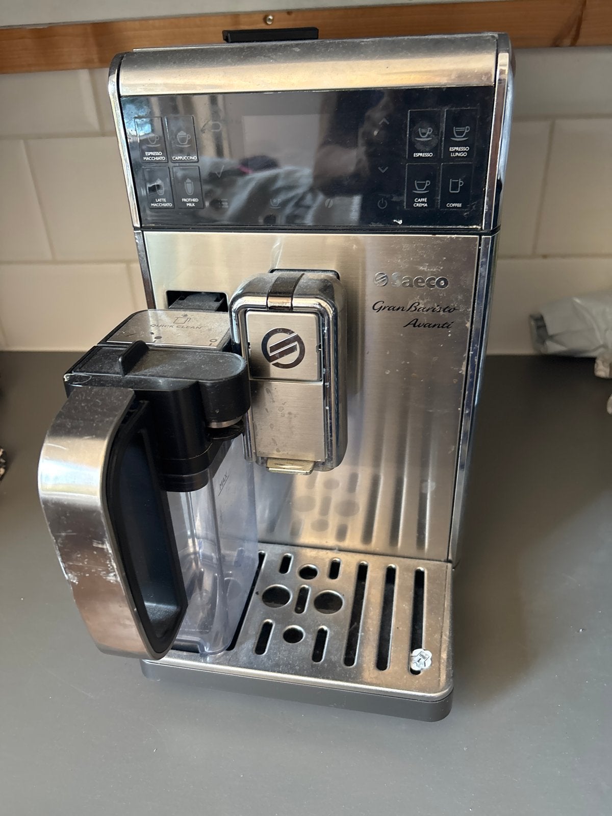 Saeco Gran Barista Avanti Koffiebonenmachine + Melkschuimer, Witgoed en Apparatuur, Koffiezetapparaten, Stoompijpje, Gebruikt
