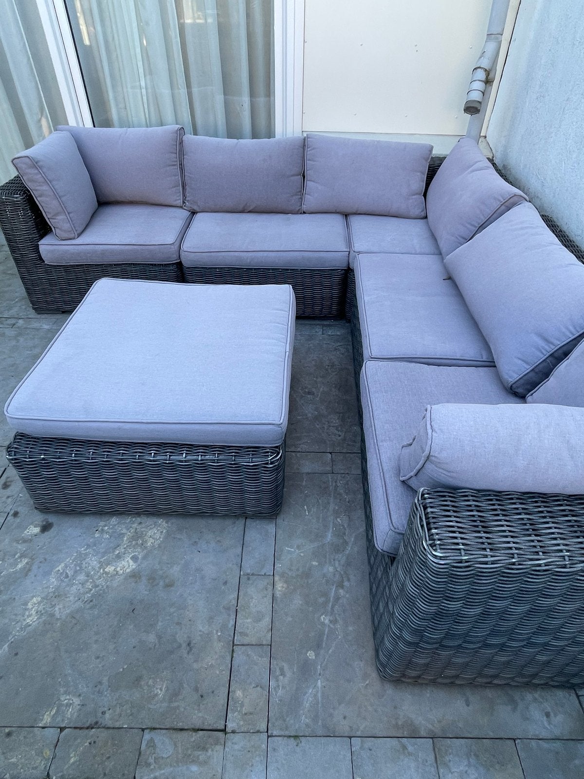 Luxe Wicker Loungeset met Hocker, Ophalen, Gebruikt, Meer dan 8 zitplaatsen, Loungeset