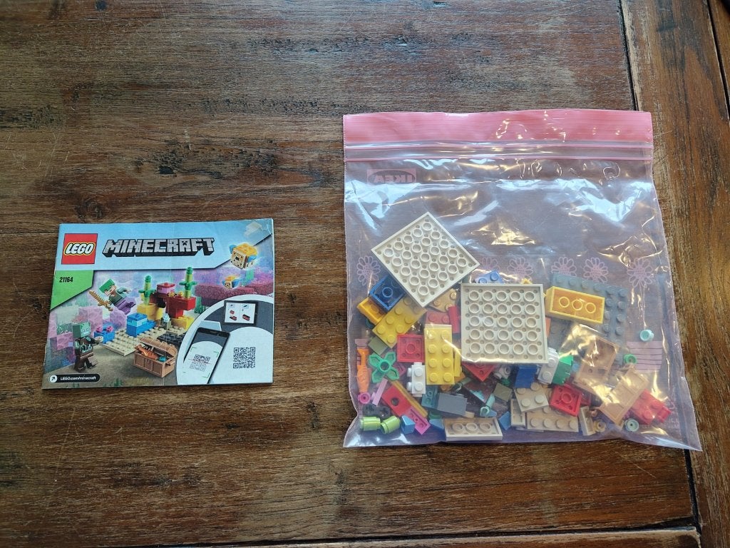 LEGO Minecraft 21164 Het Koraalrif - 100% compleet, Minecraft, Lego, Compleet, Ophalen of Verzenden