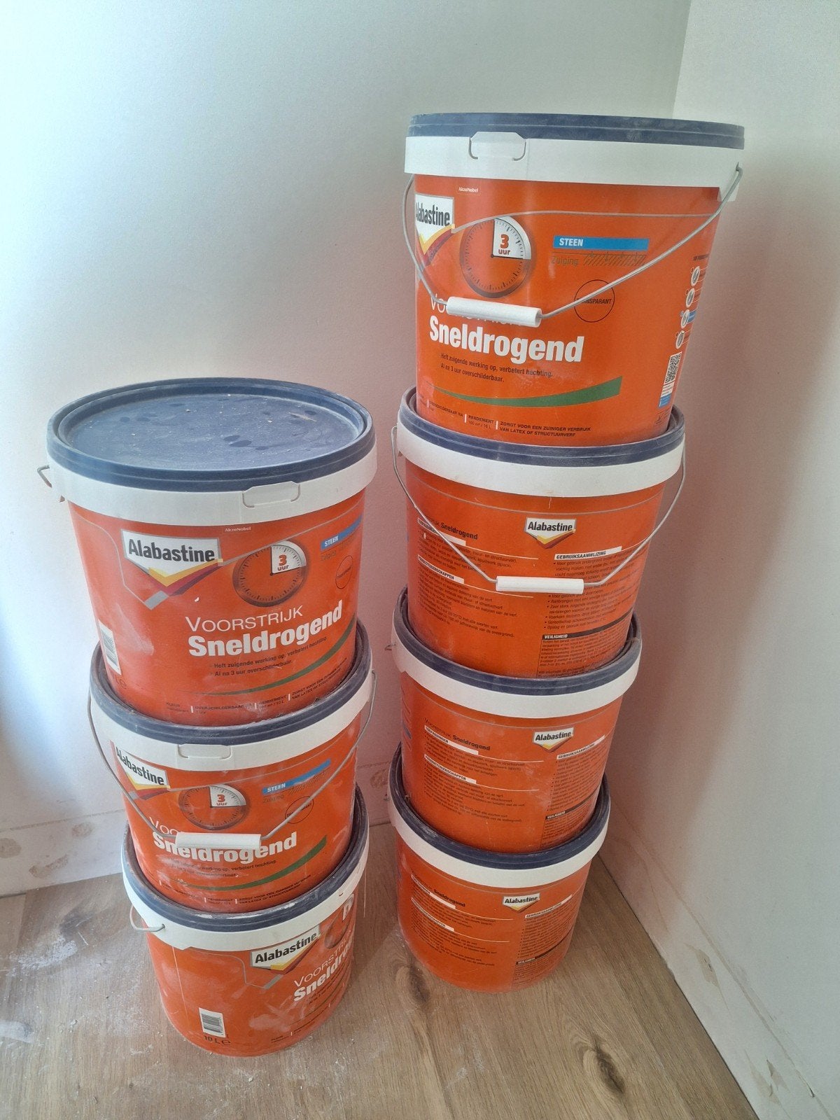 7 volle potten emmers Voorstrijk sneldrogend 10 liter, 20 liter of meer, Ophalen, Nieuw, Overige kleuren