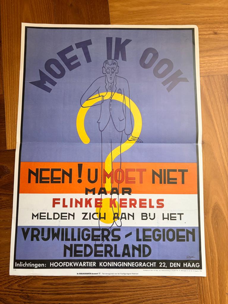 Oorlogsposter: Vrijwilligers Legioen Nederland, Ophalen of Verzenden, A1 t/m A3, Overige onderwerpen, Rechthoekig Staand