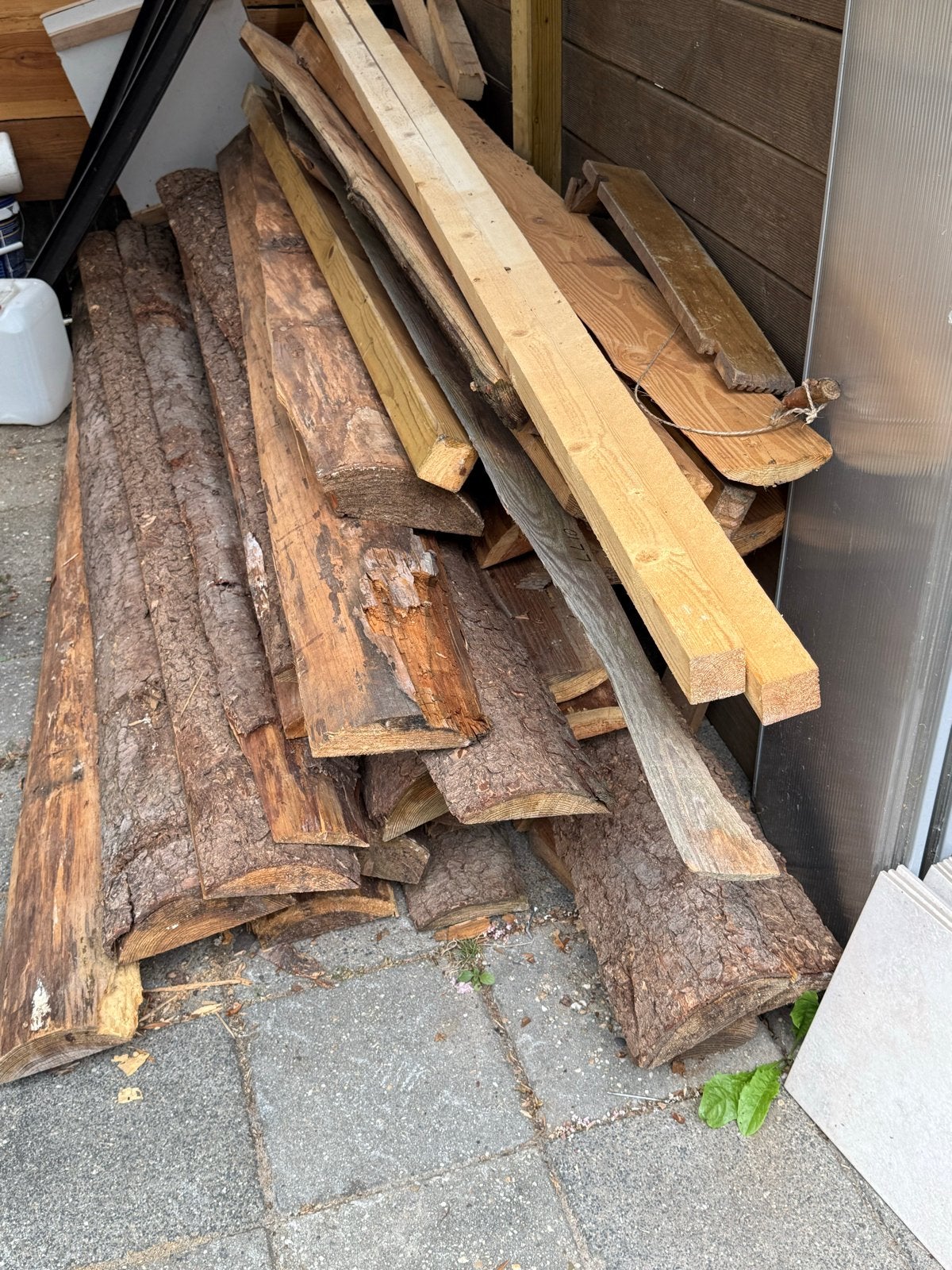 Diverse partij hout: planken en balken, Gebruikt, 25 tot 50 mm, Grenen, 200 tot 250 cm