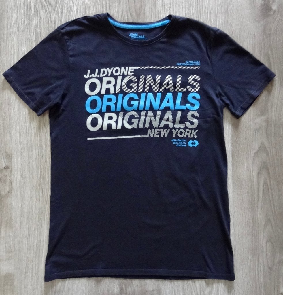 Mooi blauw heren t-shirt met tekst maat M, Ophalen of Verzenden, Zo goed als nieuw, Maat 48/50 (M), Blauw