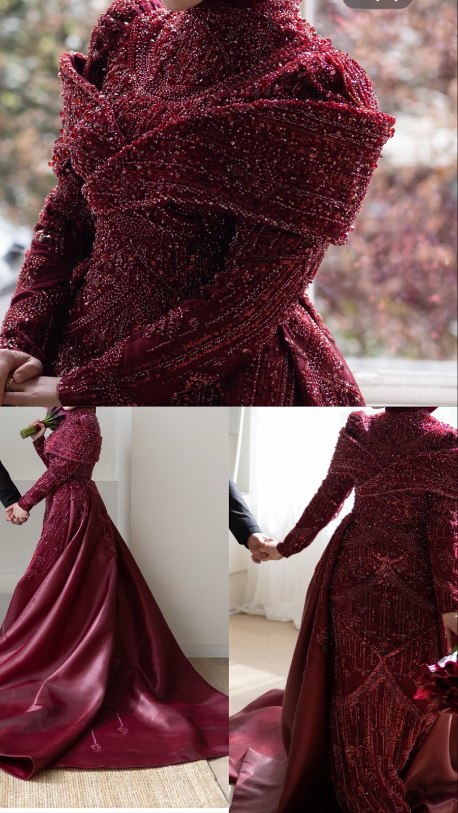 Bordeauxrode Hennajurk met Kralen en Sleep (kinalik), Kleding | Dames, Trouwkleding en Trouwaccessoires, Ophalen, Zo goed als nieuw