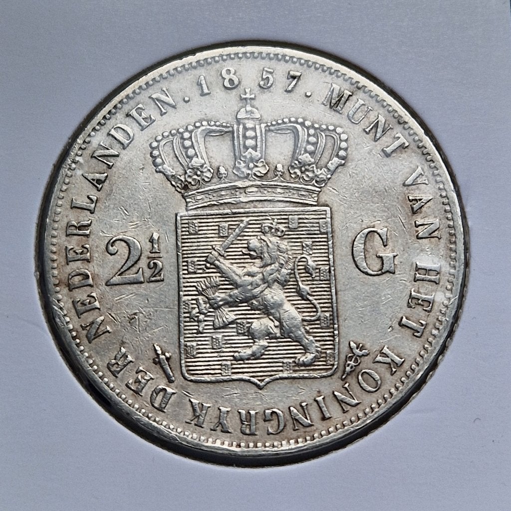Zilveren rijksdaalder 1857 Willem III, Koning Willem III, Zilver, Ophalen of Verzenden, Losse munt