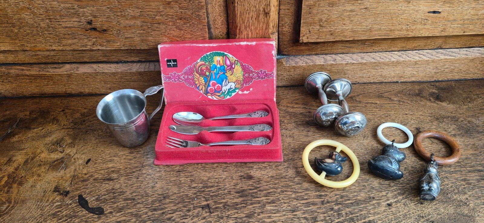 zilver, antiek kinder bestek, Ophalen, Zilver