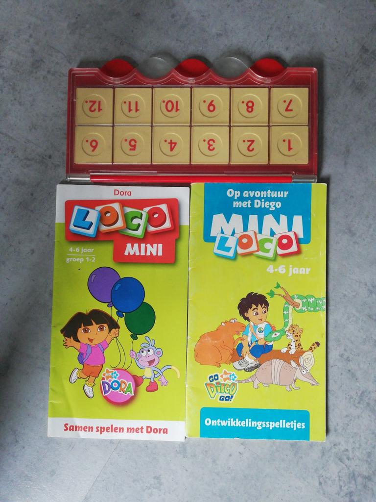 Mini loco tegeldoos met 2 boekjes, 4-6 jaar, Ophalen of Verzenden, Zo goed als nieuw, Puzzelen