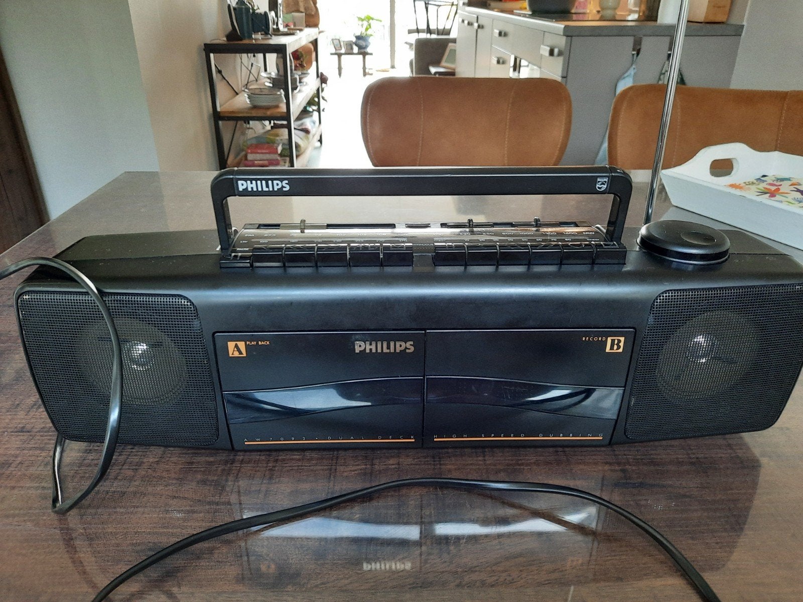 Vintage draagbare radio/cassetterecorder, Philips 7092, Ophalen of Verzenden, Zo goed als nieuw