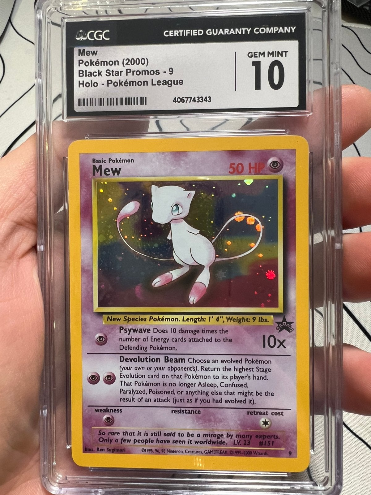 Mew vintage black star promo #9 CGC 10 graded, Ophalen of Verzenden, Zo goed als nieuw