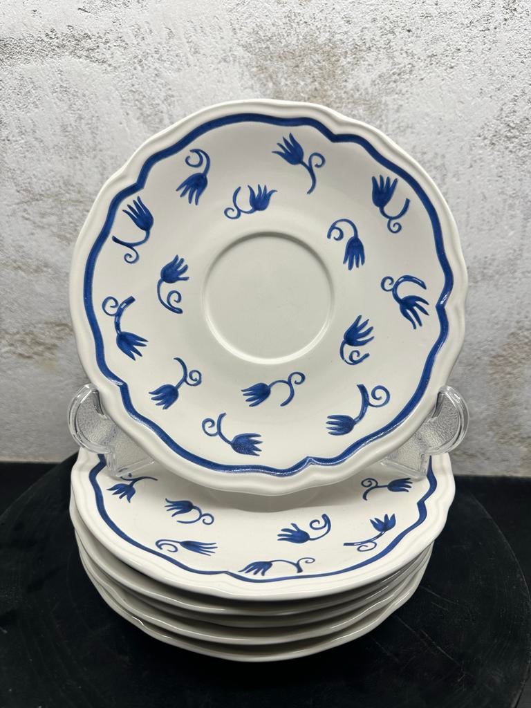 6 Vintage IKEA ARV IDYLL Schotels - Blauw/Wit Bloemen, Ophalen of Verzenden