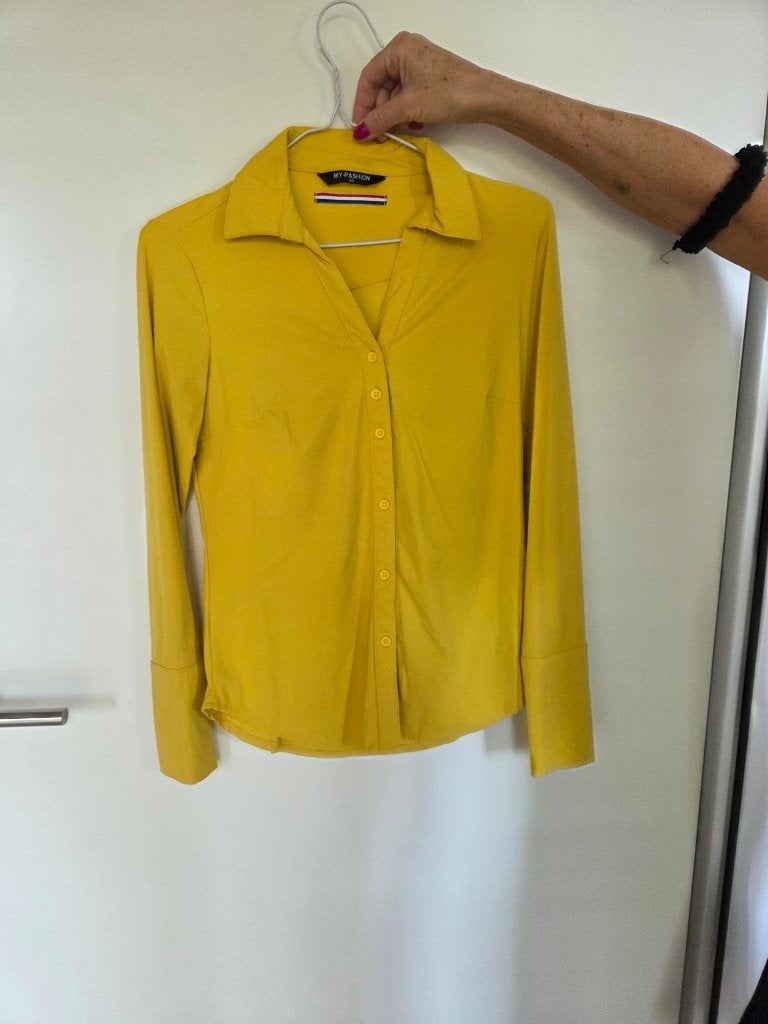 My Pashion gele blouse van travelstof XS, Geel, Ophalen of Verzenden, Zo goed als nieuw, Maat 34 (XS) of kleiner