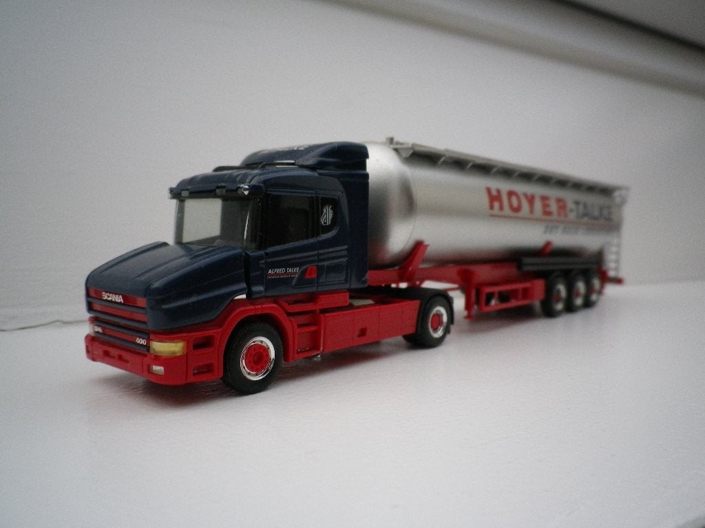 Herpa Scania T124 tanktrailer Hoyer - Talke., Ophalen of Verzenden, Gebruikt, Bus of Vrachtwagen, Herpa