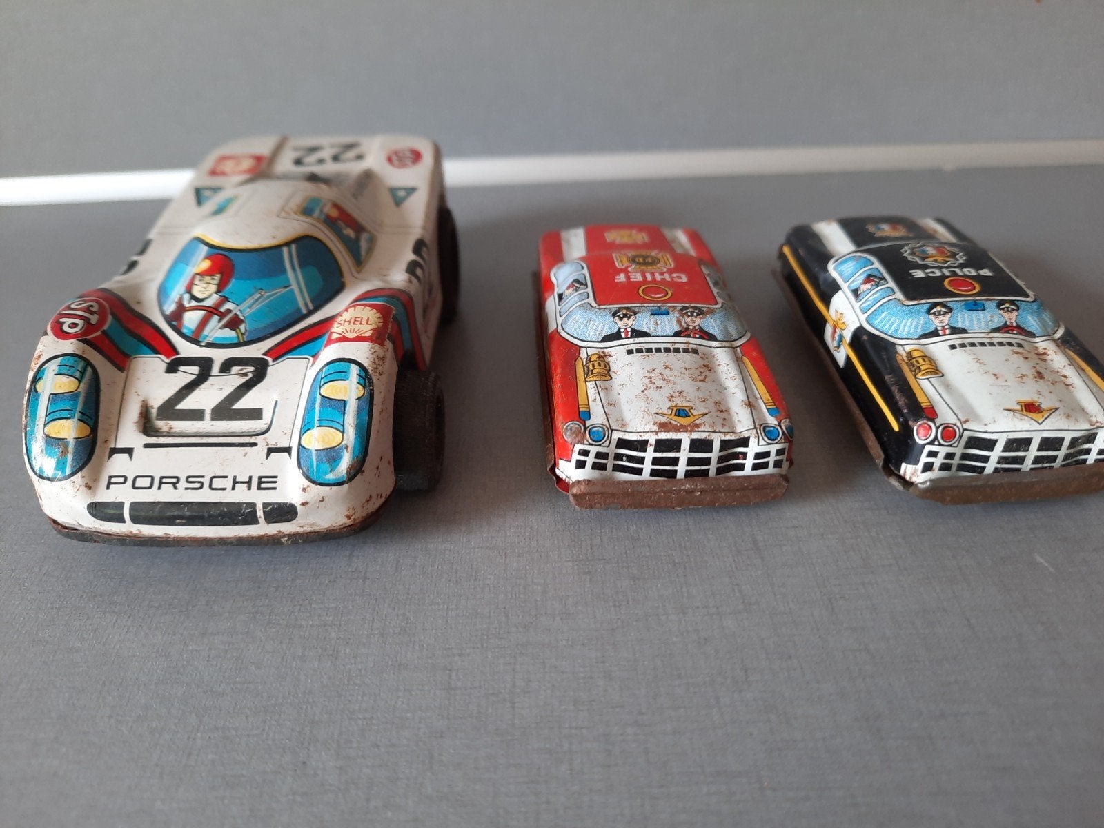 3 Vintage Blikken Speelgoed Autootjes., Ophalen of Verzenden, Gebruikt