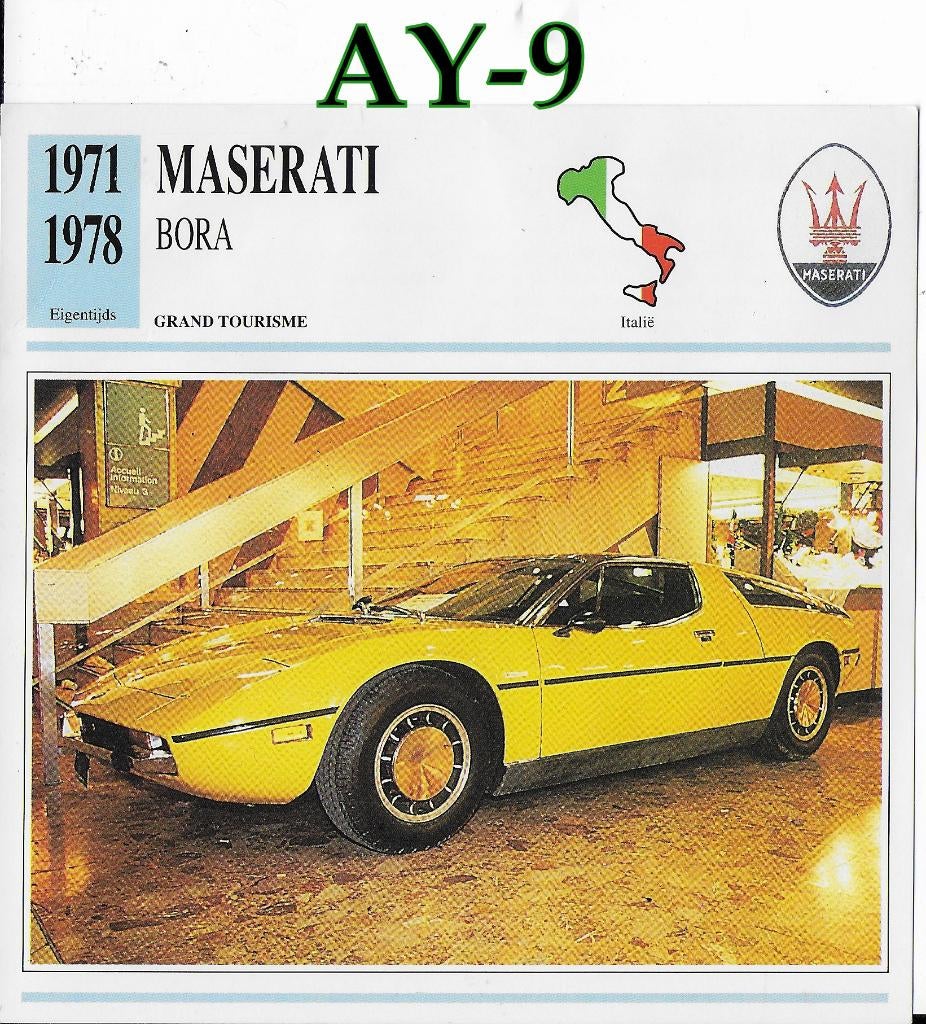 Ay9 autokaart maserati bora ( 1971 - 1978 ), Ophalen of Verzenden, Zo goed als nieuw