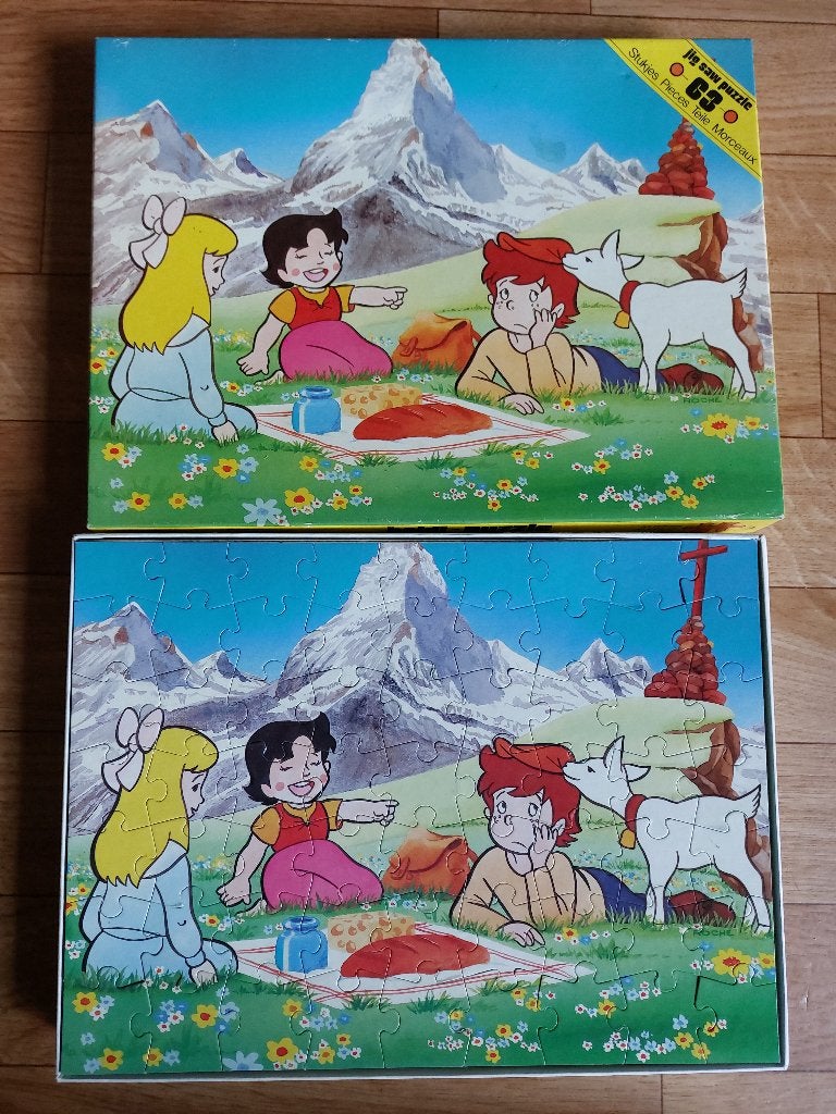Vintage Heidi puzzel - 63 Stukjes, Ophalen of Verzenden, Meer dan 50 stukjes, Gebruikt, 4 tot 6 jaar