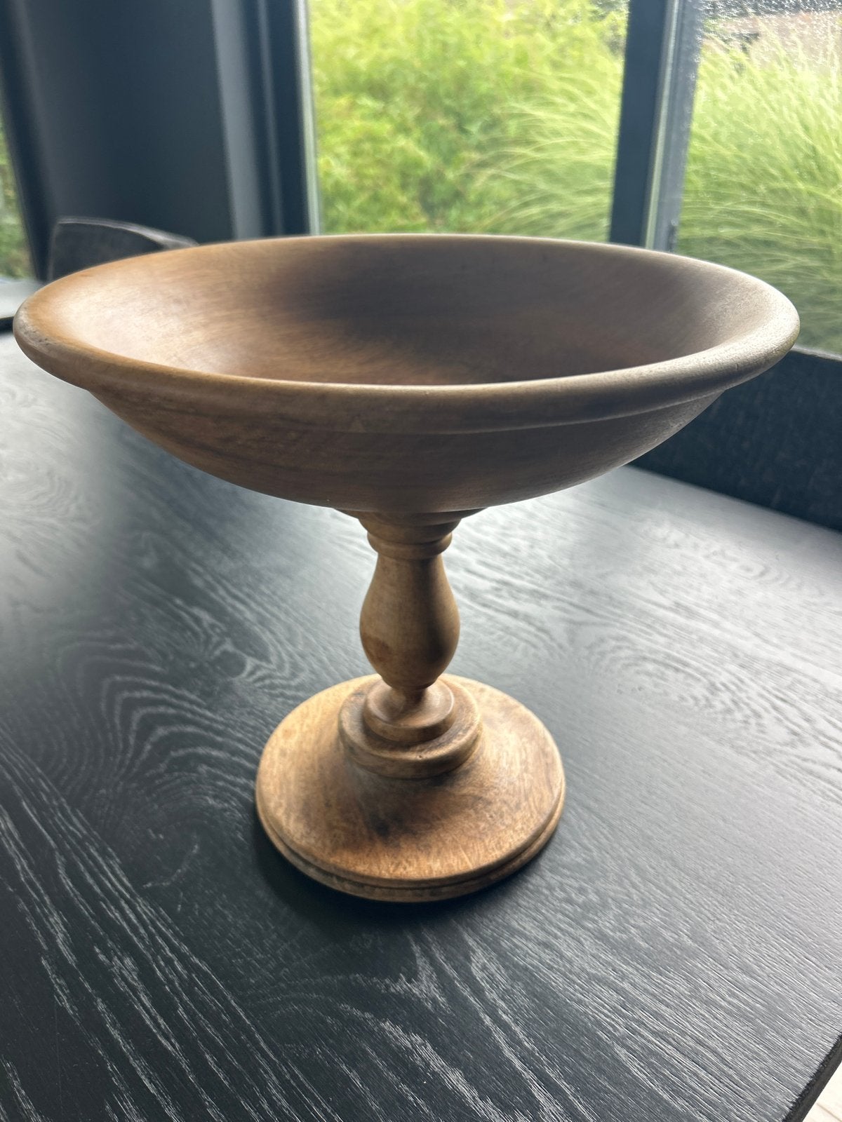 Houten schaal op voet voor fruit of decoratie, Ophalen, Rond, Hout