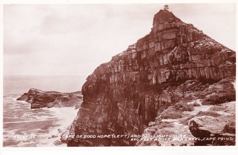 Cape of good Hope,-(Left) and old lighthouse. 26-08, Ophalen of Verzenden, 1920 tot 1940, Ongelopen, Buiten Europa