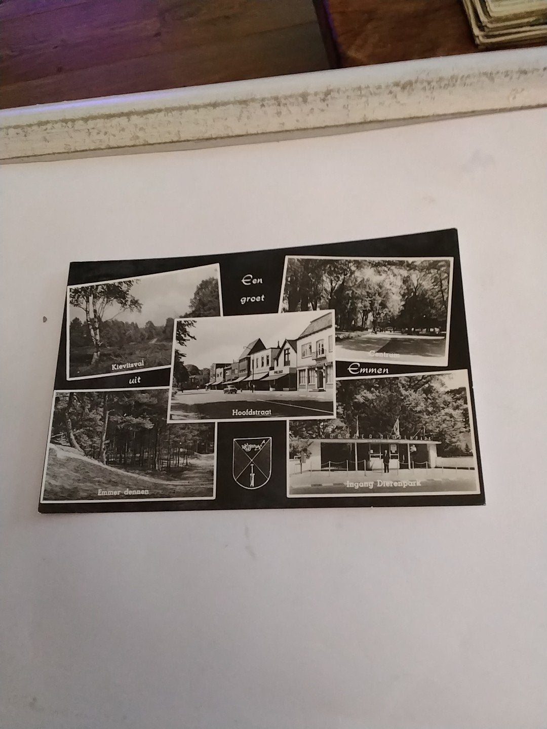 Oude ansichtkaart Emmen - Zwart-wit met postzegel 1960, Ophalen of Verzenden