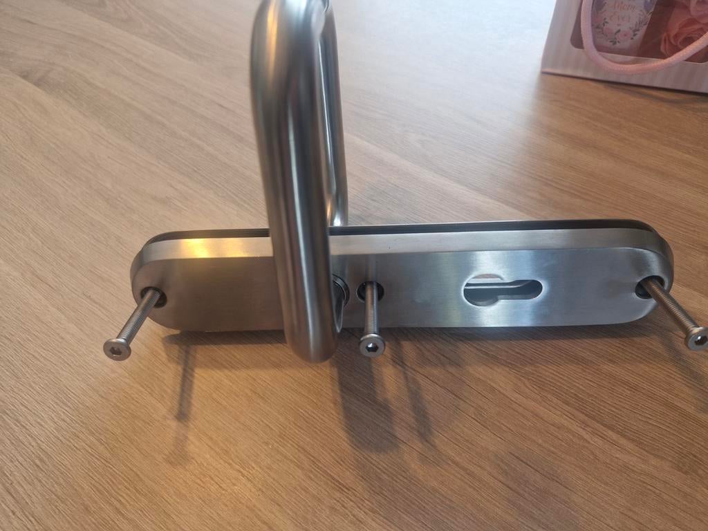 Rvs skg deurklink set buitendeur, Ophalen of Verzenden, Nieuw, Rvs, Klink of Kruk
