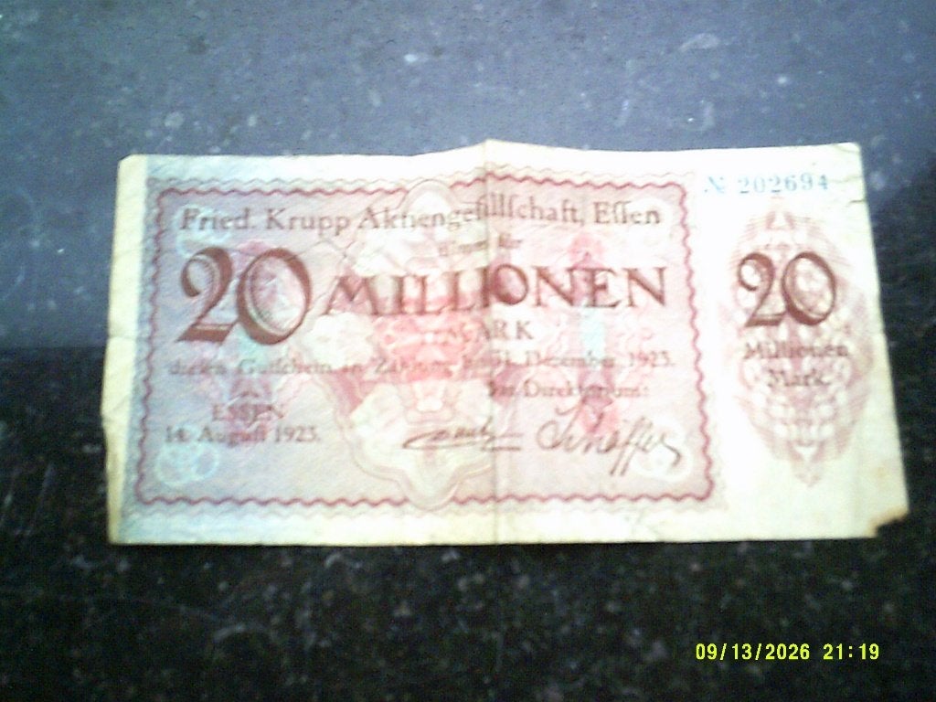 20 Miljoen Duitse Mark biljet uit 1923, goede staat, Postzegels en Munten, Ophalen of Verzenden, Duitsland, Los biljet