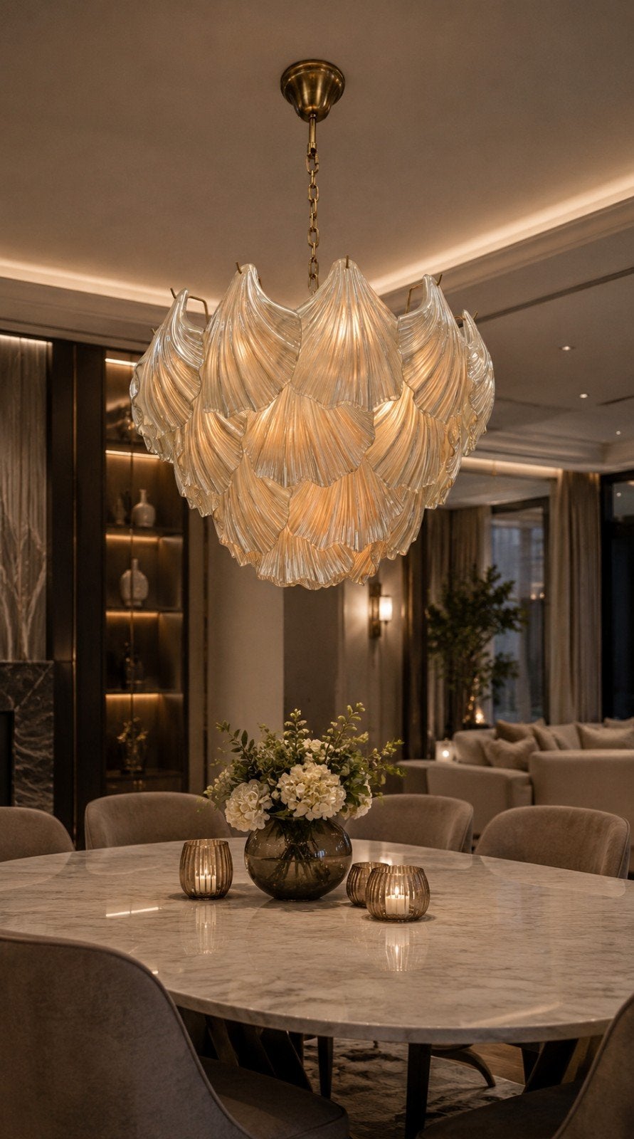 EICHHOLTZ NIEUW Hanglamp Ibiza Champagne glas/antiek brass, Huis en Inrichting, Ophalen of Verzenden, Nieuw, Glas, E14 (klein)