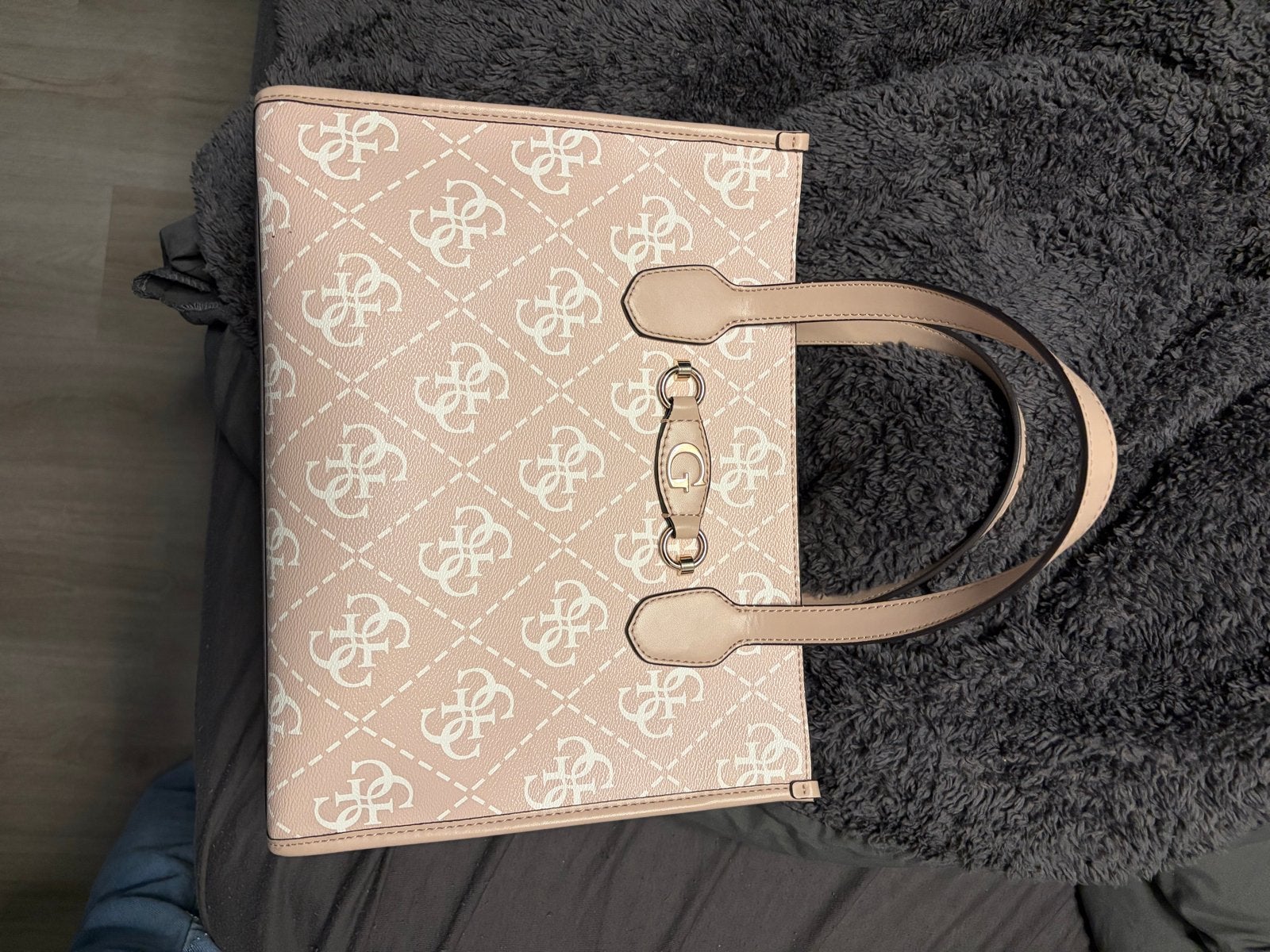 Guess Handtas Roze met Logo Patroon, Ophalen of Verzenden, Zo goed als nieuw, Roze, Handtas