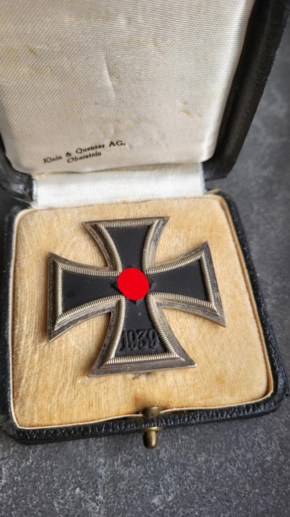 IJzeren kruis 1e klasse - Klein en Quenzer - doosje, Ophalen, Landmacht, Duitsland, Lintje, Medaille of Wings