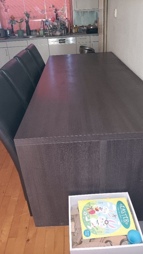 Eettafel met leer stoelen, Ophalen, 200 cm of meer, 50 tot 100 cm, Zo goed als nieuw