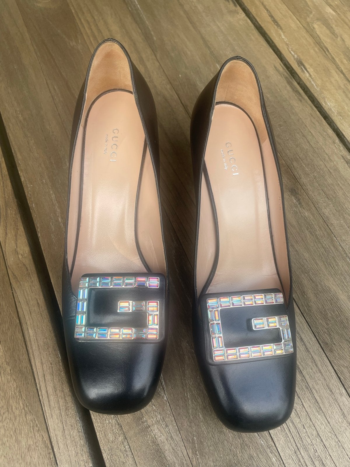 Gucci Pumps met Kristallen Gesp en Hak - Maat 40, Ophalen of Verzenden, Gedragen, Zwart, Pumps