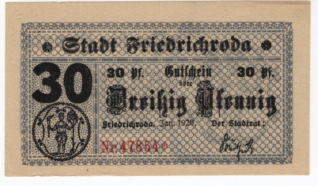 Duitsland 30 Pfennig 1920 notgeld Friederichsrod, Verzenden, Duitsland