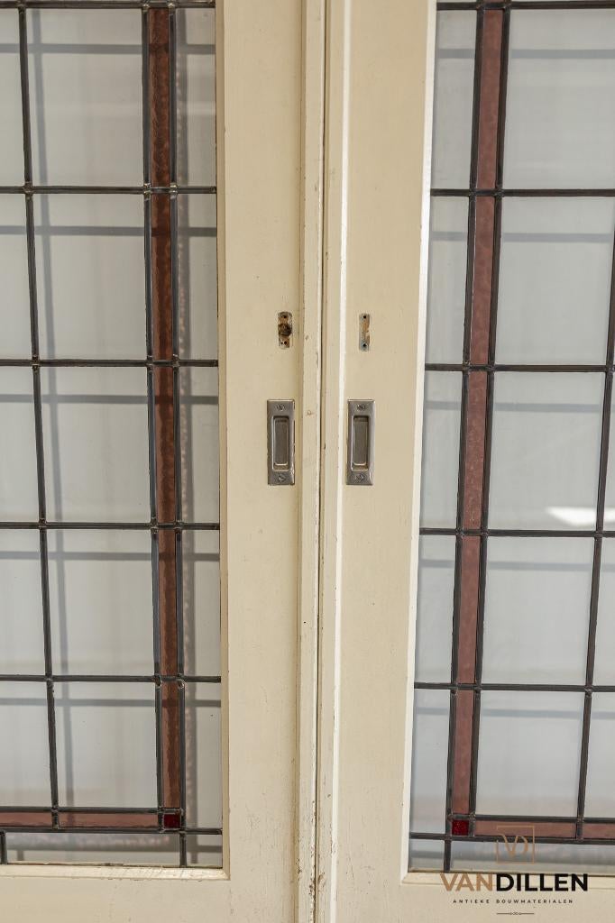 Oude ensuite schuifdeuren NIEUW glas in lood prachtig!, Binnendeur, Ophalen of Verzenden, Zo goed als nieuw, Schuifdeur
